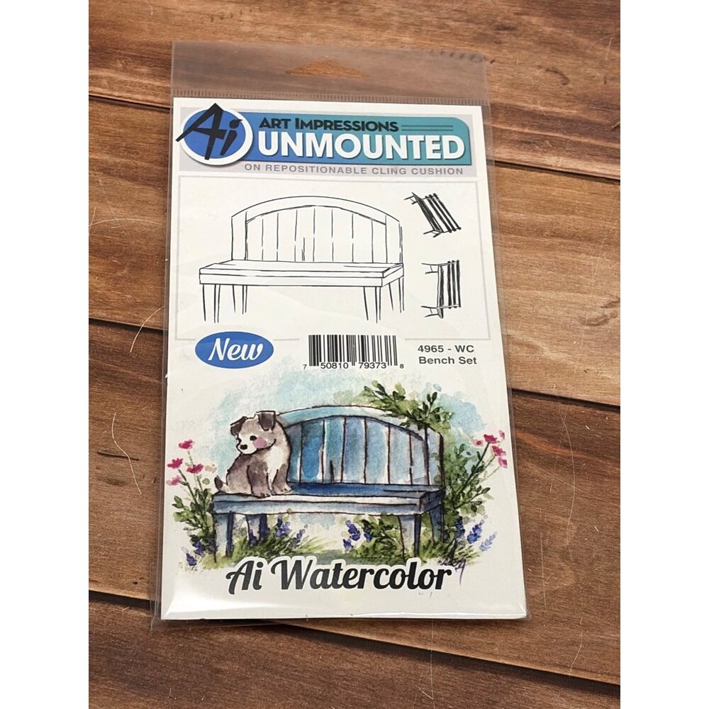 ART IMPRESSIONS 4965 WC BENCH RUBBER UNMOUNTED STAMP SET OF 3 GARDEN SPRING